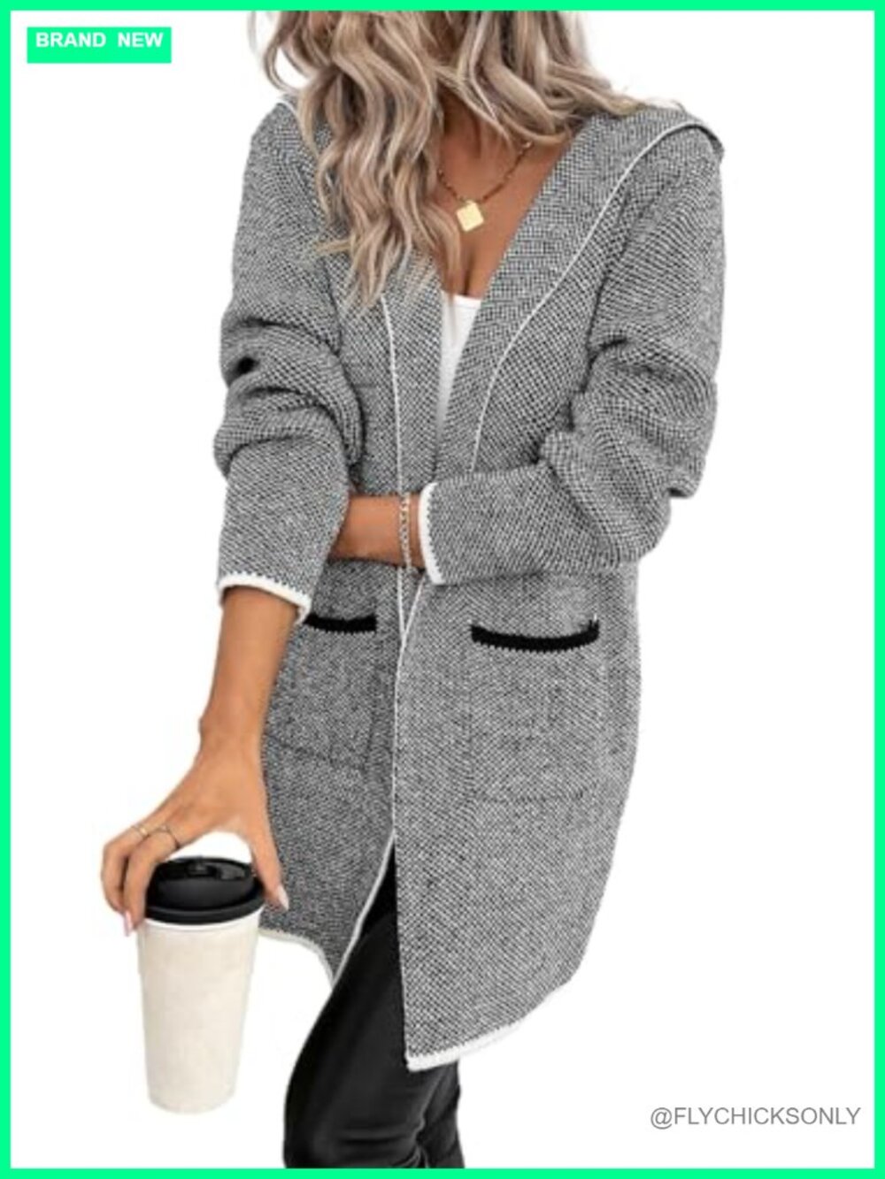 Chunky Hooded Cardigan Sweater Women Long Open Front Knit